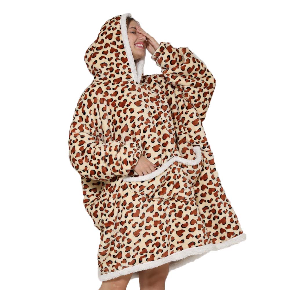 Sherpa Hoodie Fleece - Coperta con cappuccio pigra oversize per