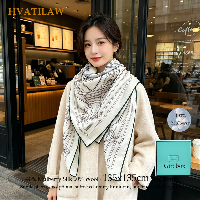 Shawl Wrap Winter - Sciarpa 40% Seta 60% Lana 135x135cm