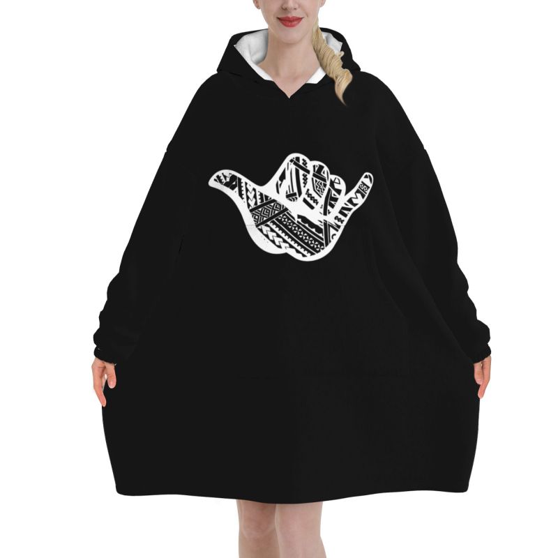 Sherpa Hoodie Fleece - Coperta con cappuccio con stampa tribale