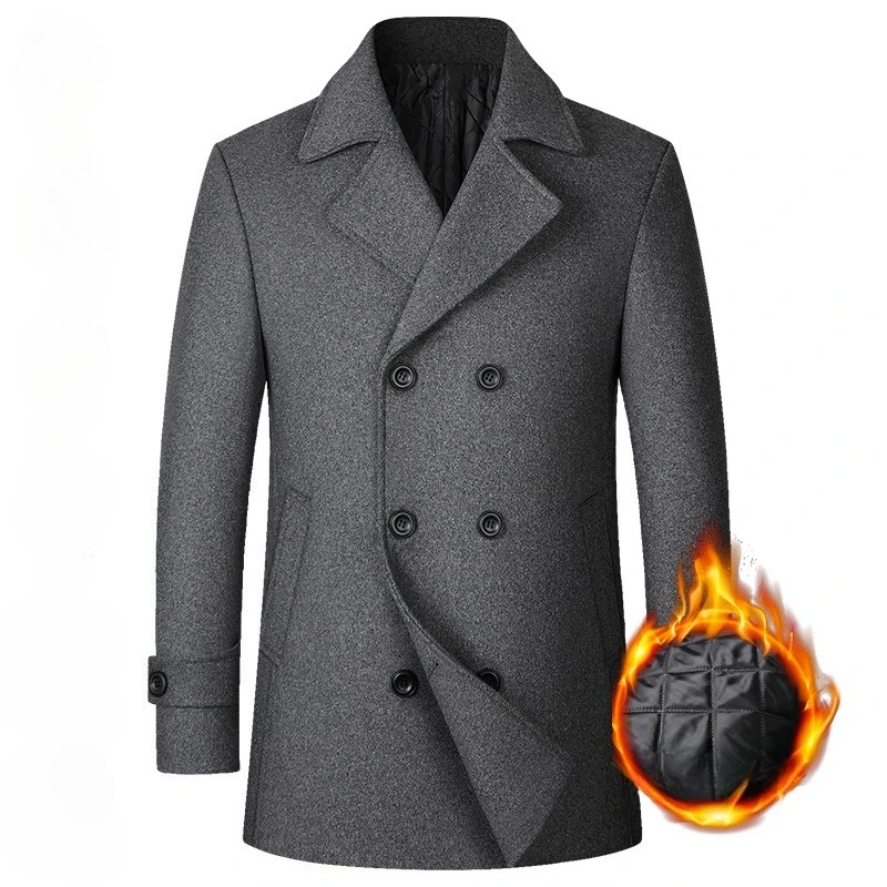 Wool Coat Peacoat - Cappotto Lungo da Uomo in Lana