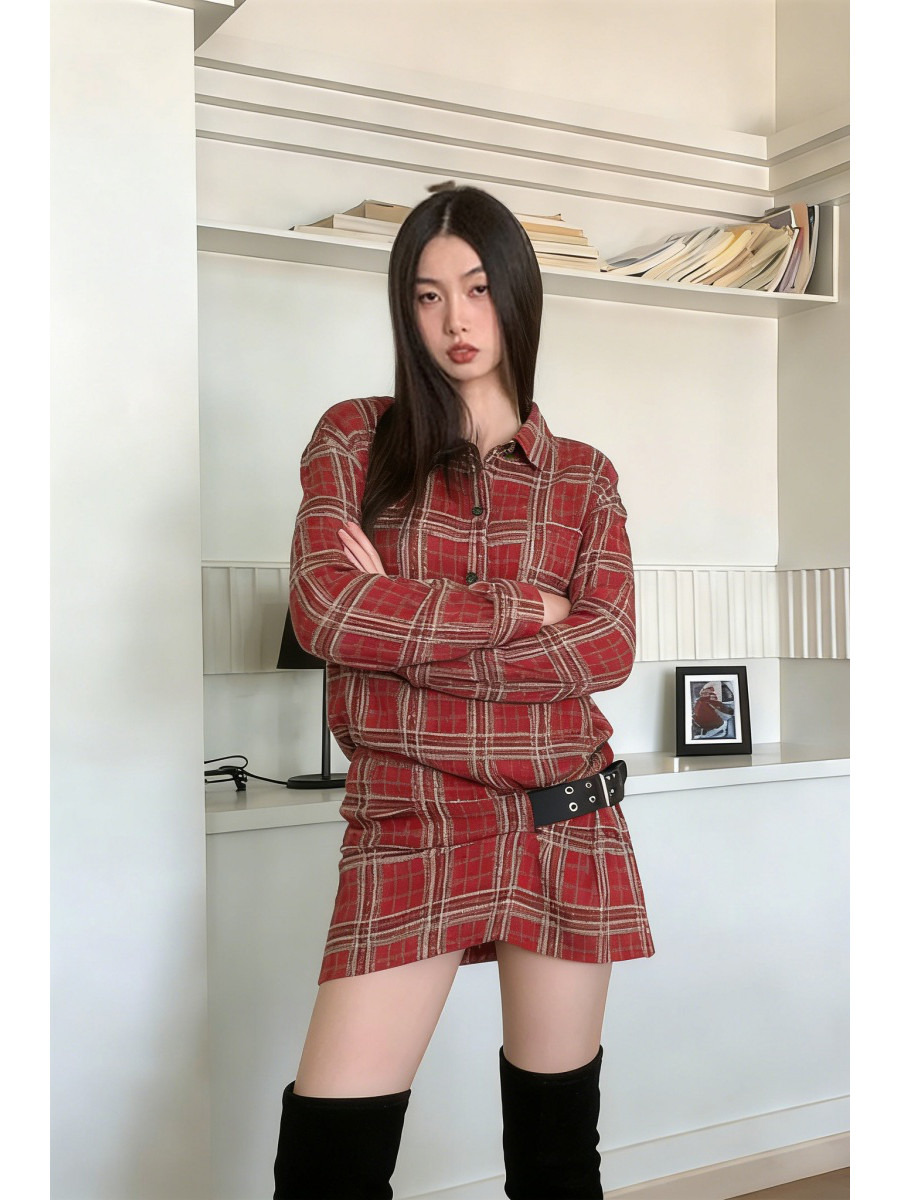 Flannel Shirt Lined - Abito Camicia in Flanella a Quadri